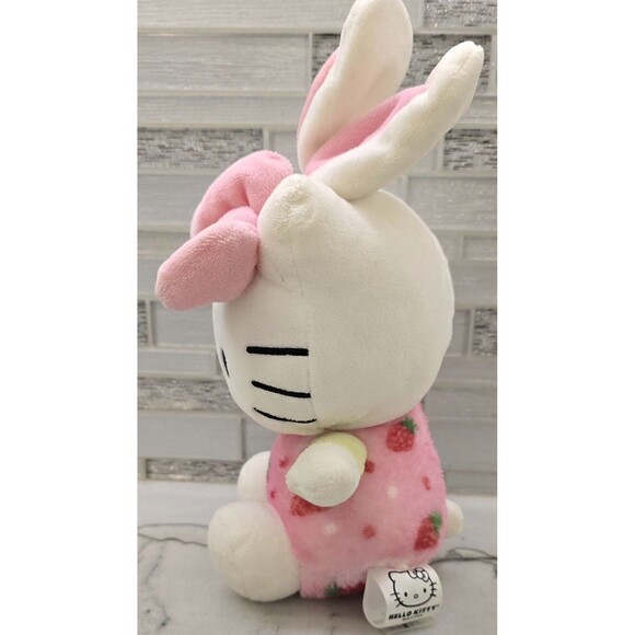 Sanrio Hello Kitty 12” Plush Easter Bunny Strawberry 2023 Rabbit Ears Bow - Picture 3 of 6
